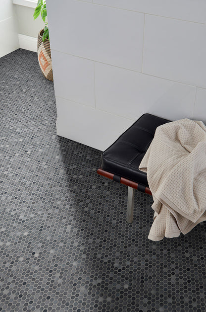 Grigio Mix Penny Round Glossy Ceramic Mosaic Tile