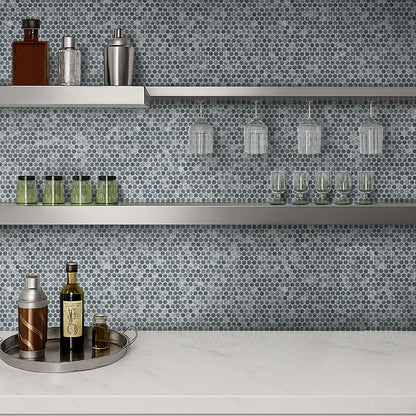 Grigio Mix Penny Round Glossy Ceramic Mosaic Tile
