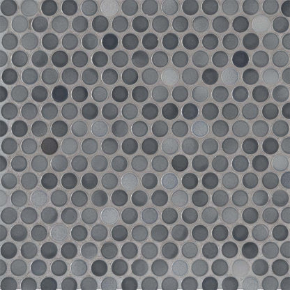 Grigio Mix Penny Round Glossy Ceramic Mosaic Tile