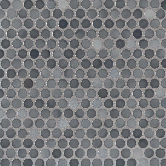 Grigio Mix Penny Round Glossy Ceramic Mosaic Tile