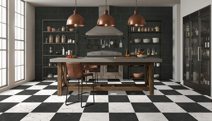 MSI Quadre Nerova Duo 18" x 37" Stone-Look LVT - Black & Ivory Checkerboard