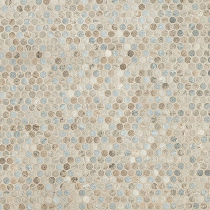Stonella 12x12 Glossy Penny Round Glossy Glass Mosaic Tile