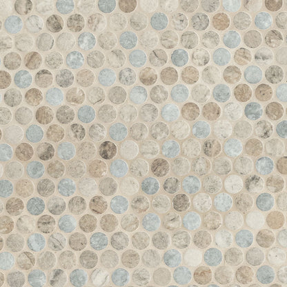 Stonella 12x12 Glossy Penny Round Glossy Glass Mosaic Tile