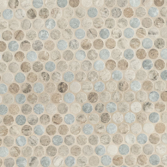 Stonella 12x12 Glossy Penny Round Glossy Glass Mosaic Tile