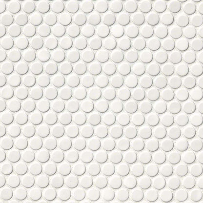 White Glossy 12x12 Penny Round Mosaic Tile
