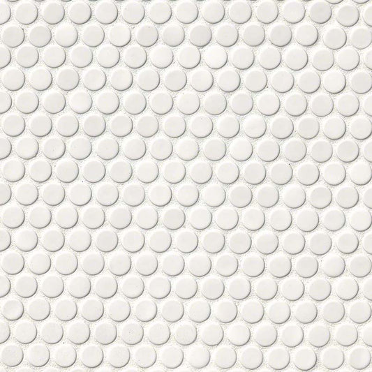 White Glossy 12x12 Penny Round Mosaic Tile