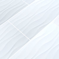 Dymo Wavy White 12x24 Glossy Ceramic Tile