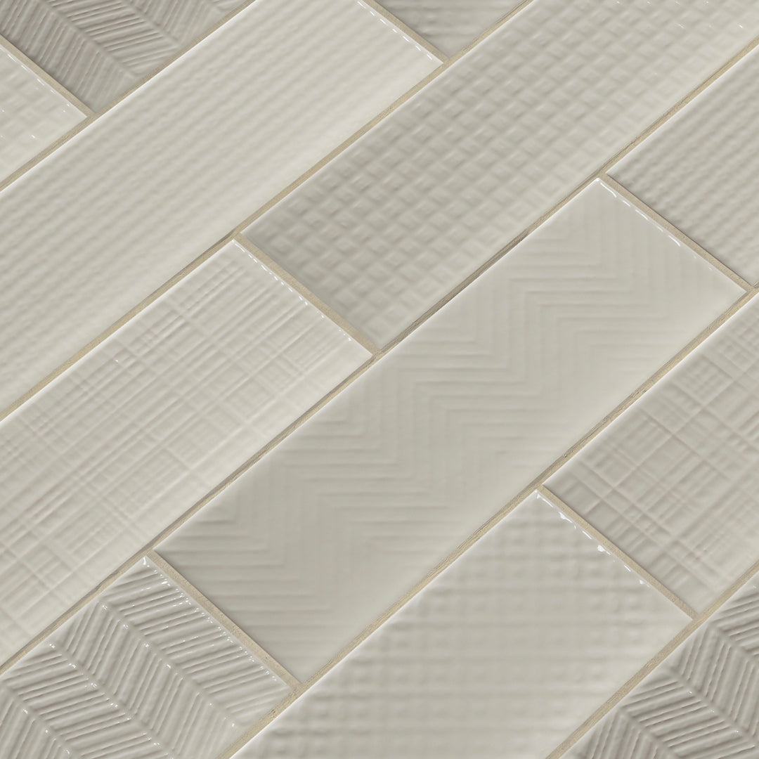 Urbano Crema 3D Mix 4x12 Glossy Ceramic Subway Tile Bombay Tile   NURBCREMIX4X12 B 1080x 