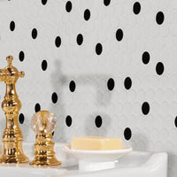 Domino White and Black Penny Round Mosaic Tile