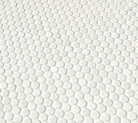 Domino White Glossy Penny Round Mosaic Tile