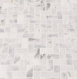 Calacatta Cressa White Herringbone Honed Marble Mosaic Tile
