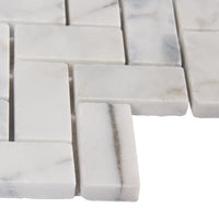 Calacatta Cressa White Herringbone Honed Marble Mosaic Tile