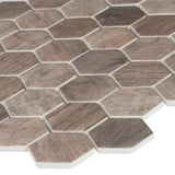 Driftwood Hexagon Pattern Recycled Glass Mosaic