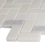 Greecian White Herringbone Pattern 12x12 Polished Tile