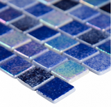 Hawaiian Blue 1X1 Staggered Glass Mosaic