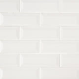 Whisper White 2x6 Beveled Handcrafted Subway Tile